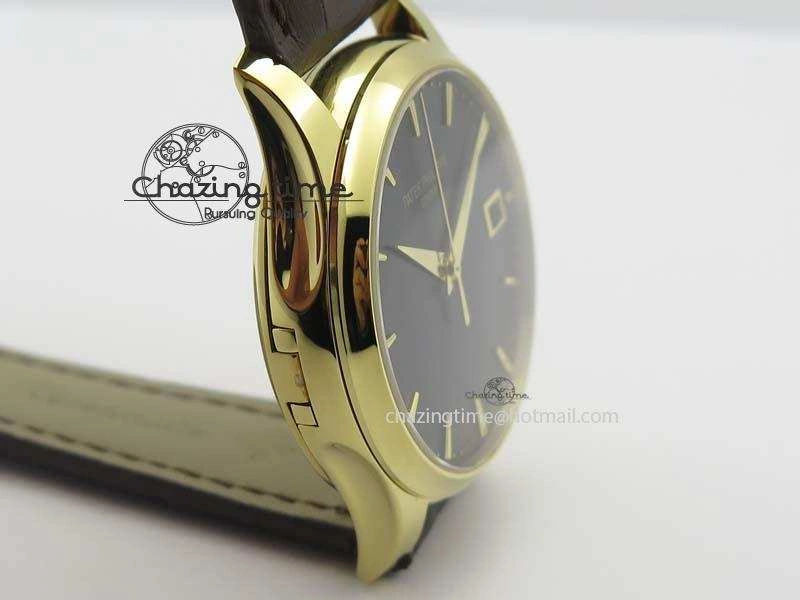 Calatrava 5227 YG Bp-Maker Black Dial On Brown Leather Strap MIYOTA 9015 PP324CS Durable 9063
