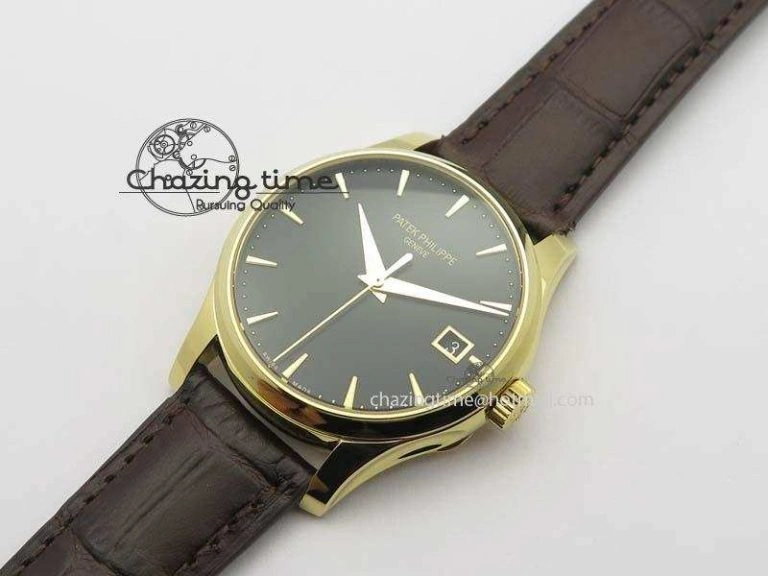 Calatrava 5227 YG Bp-Maker Black Dial On Brown Leather Strap MIYOTA 9015 PP324CS Durable 9063