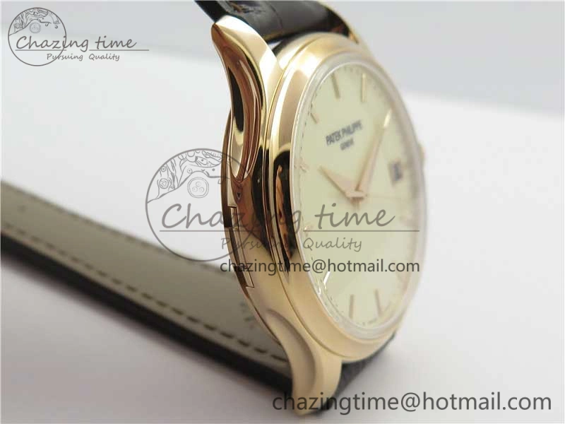 Calatrava 5227R RG ZF 1:1 Best Edition Ivory Dial on Brown Leather Strap A324CS Effortless 8968