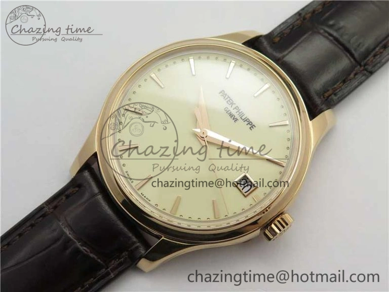 Calatrava 5227R RG ZF 1:1 Best Edition Ivory Dial on Brown Leather Strap A324CS Effortless 8968