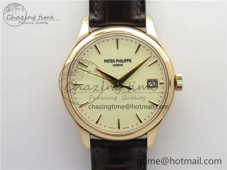 Calatrava 5227R RG ZF 1:1 Best Edition Ivory Dial on Brown Leather Strap A324CS Effortless 8968