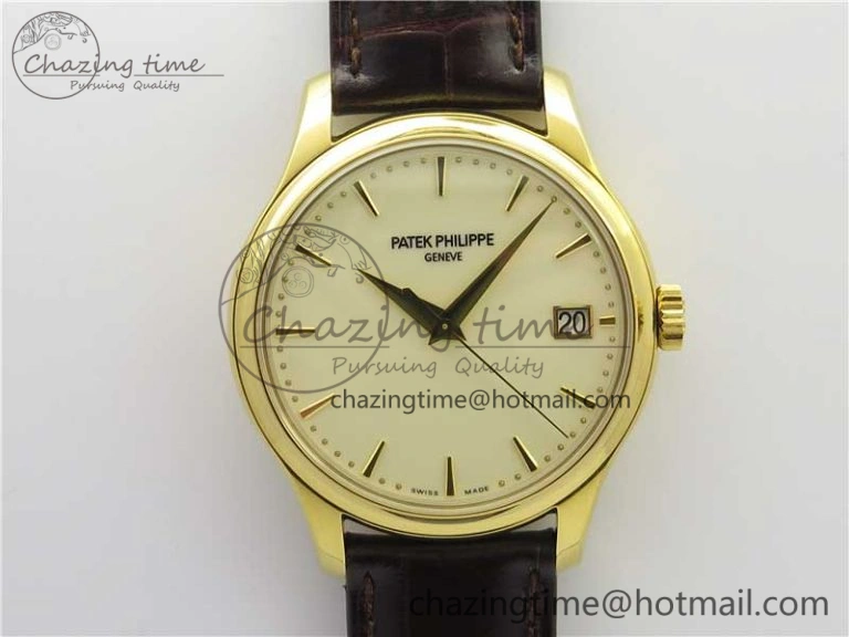Trendy Calatrava 5227R YG ZF 1:1 Best Edition Ivory Dial on Brown Leather Strap A324CS 8970