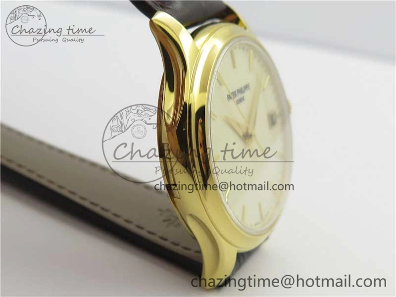 Trendy Calatrava 5227R YG ZF 1:1 Best Edition Ivory Dial on Brown Leather Strap A324CS 8970
