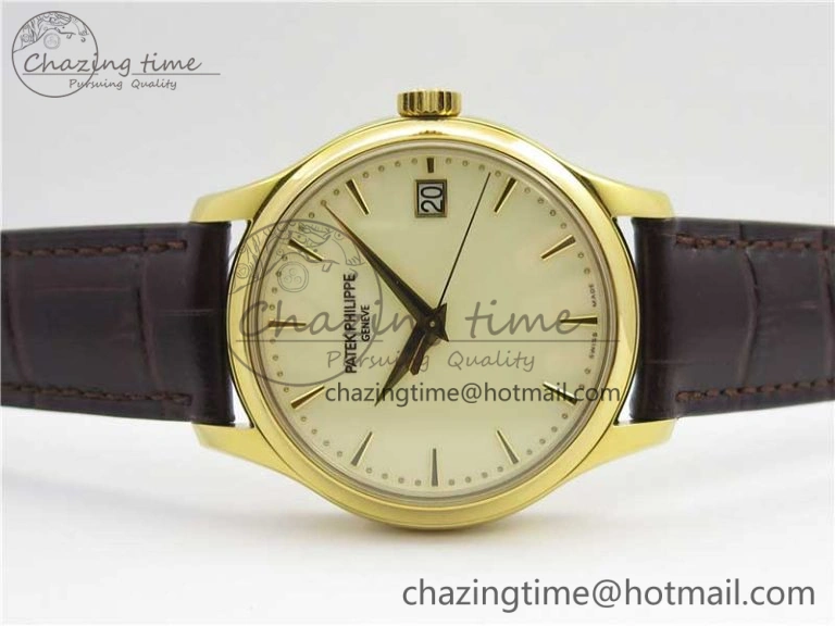 Trendy Calatrava 5227R YG ZF 1:1 Best Edition Ivory Dial on Brown Leather Strap A324CS 8970