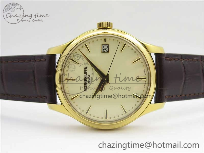 Trendy Calatrava 5227R YG ZF 1:1 Best Edition Ivory Dial on Brown Leather Strap A324CS 8970