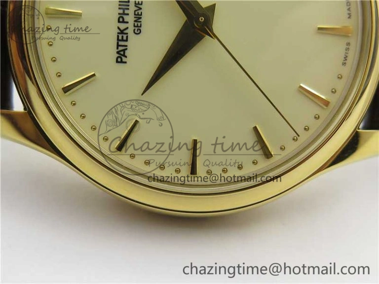 Trendy Calatrava 5227R YG ZF 1:1 Best Edition Ivory Dial on Brown Leather Strap A324CS 8970