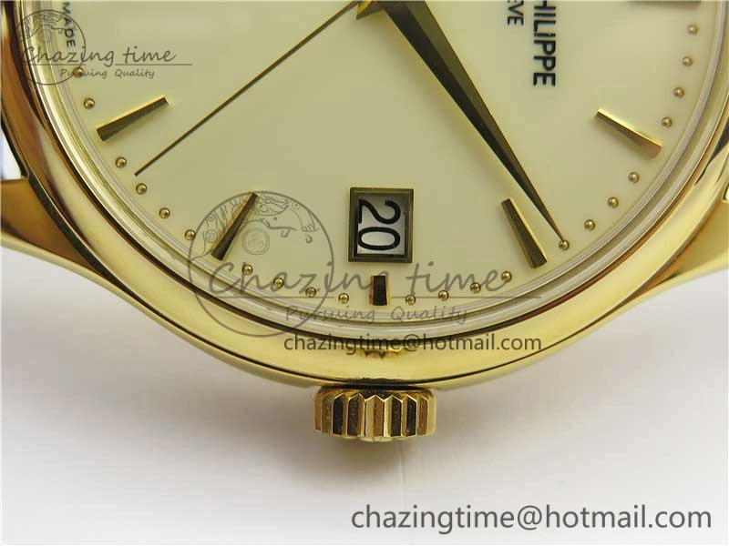 Trendy Calatrava 5227R YG ZF 1:1 Best Edition Ivory Dial on Brown Leather Strap A324CS 8970