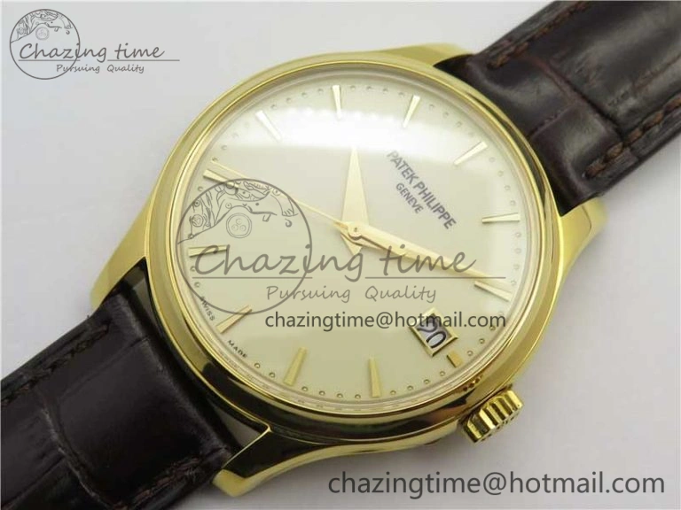 Trendy Calatrava 5227R YG ZF 1:1 Best Edition Ivory Dial on Brown Leather Strap A324CS 8970
