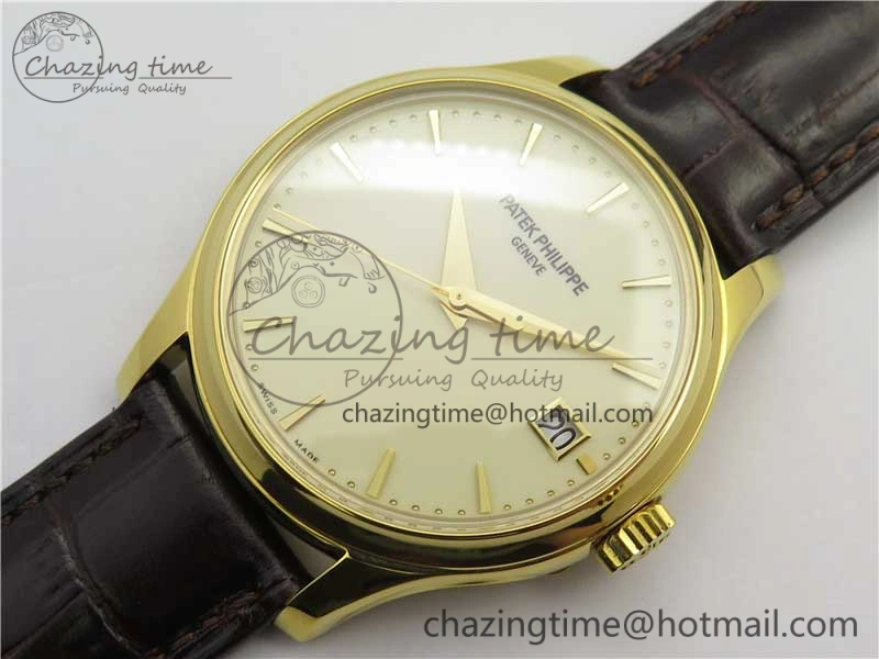 Trendy Calatrava 5227R YG ZF 1:1 Best Edition Ivory Dial on Brown Leather Strap A324CS 8970