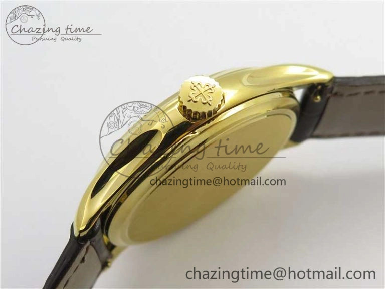 Trendy Calatrava 5227R YG ZF 1:1 Best Edition Ivory Dial on Brown Leather Strap A324CS 8970