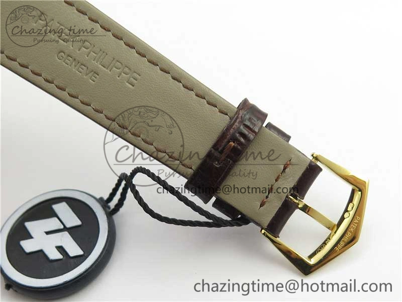 Trendy Calatrava 5227R YG ZF 1:1 Best Edition Ivory Dial on Brown Leather Strap A324CS 8970