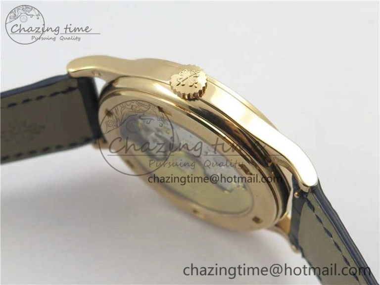Thermal Calatrava 5296G RG ZF 1:1 Best Edition White Dial Blue Hands on Black Leather Strap 324CS 8945