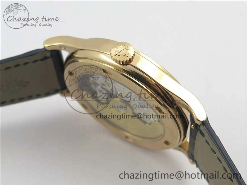 Thermal Calatrava 5296G RG ZF 1:1 Best Edition White Dial Blue Hands on Black Leather Strap 324CS 8945