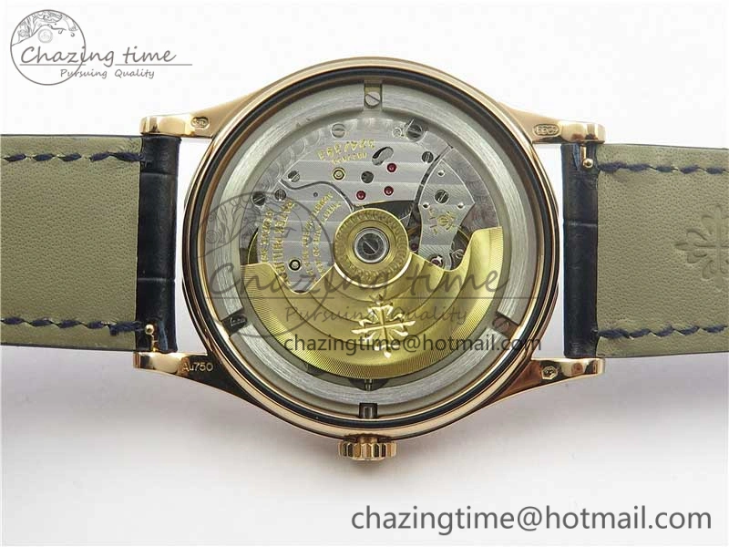 Thermal Calatrava 5296G RG ZF 1:1 Best Edition White Dial Blue Hands on Black Leather Strap 324CS 8945
