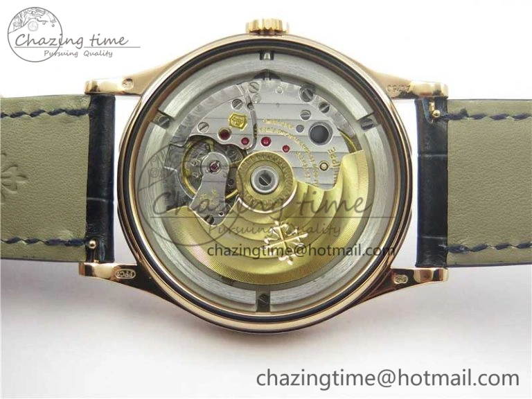 Thermal Calatrava 5296G RG ZF 1:1 Best Edition White Dial Blue Hands on Black Leather Strap 324CS 8945