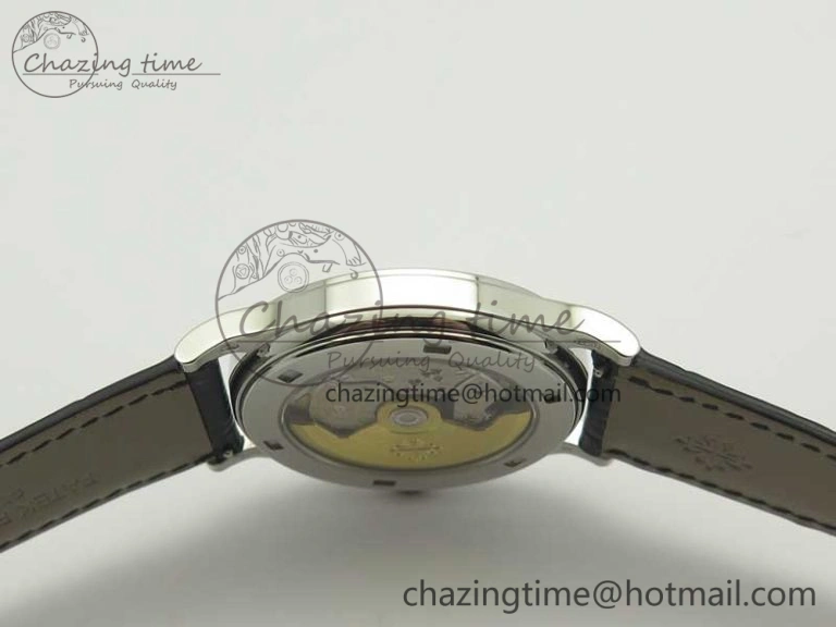 DailyWear Calatrava 5296G SS ZF 1:1 Best Edition Ivory Dial On Black Leather Strap 324CS (Free Box 8981
