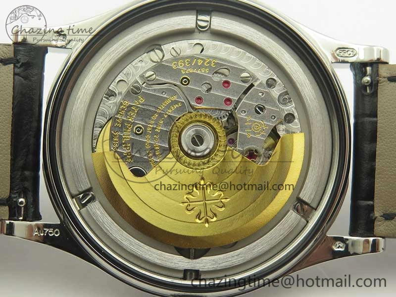 DailyWear Calatrava 5296G SS ZF 1:1 Best Edition Ivory Dial On Black Leather Strap 324CS (Free Box 8981