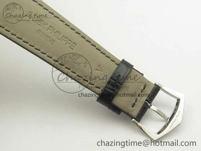 DailyWear Calatrava 5296G SS ZF 1:1 Best Edition Ivory Dial On Black Leather Strap 324CS (Free Box 8981