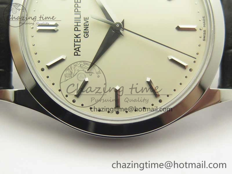 DailyWear Calatrava 5296G SS ZF 1:1 Best Edition Ivory Dial On Black Leather Strap 324CS (Free Box 8981