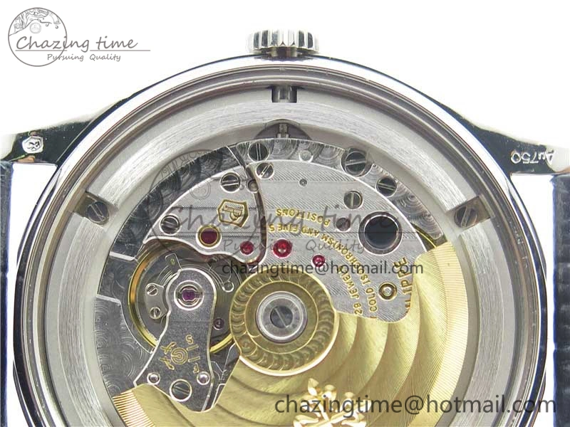 Calatrava 5296G SS ZF 1:1 Best Edition White Dial Blue Hands on Black Leather Strap 324CS ZeroBulk 8947