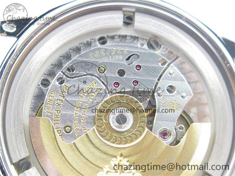 Calatrava 5296G SS ZF 1:1 Best Edition White Dial Blue Hands on Black Leather Strap 324CS ZeroBulk 8947