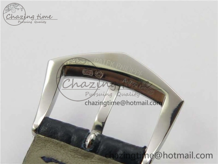Calatrava 5296G SS ZF 1:1 Best Edition White Dial Blue Hands on Black Leather Strap 324CS ZeroBulk 8947