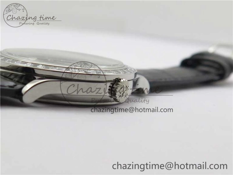 Calatrava 5298P-012 SS T Diamonds Bezel ZF 1:1 Best Edition Black Dial on Black Leather Strap A324CS FashionForward 8874