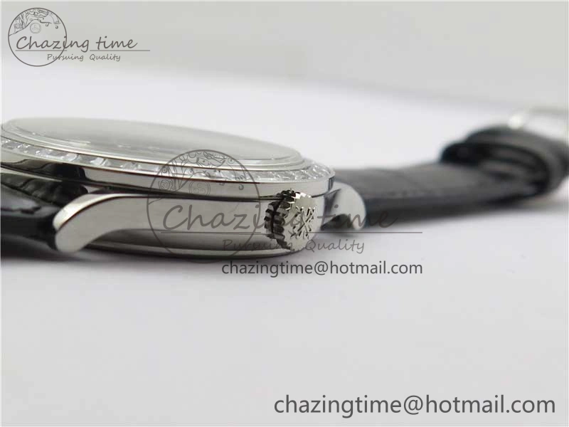Calatrava 5298P-012 SS T Diamonds Bezel ZF 1:1 Best Edition Black Dial on Black Leather Strap A324CS FashionForward 8874