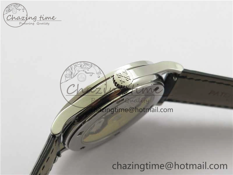 Calatrava 5298P-012 SS T Diamonds Bezel ZF 1:1 Best Edition Black Dial on Black Leather Strap A324CS FashionForward 8874