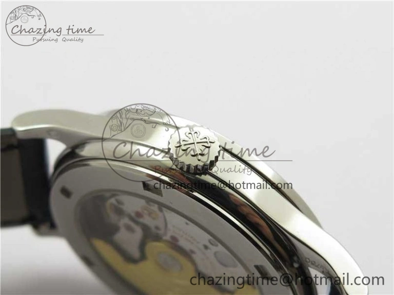 Calatrava 5298P-012 SS T Diamonds Bezel ZF 1:1 Best Edition Black Dial on Black Leather Strap A324CS FashionForward 8874