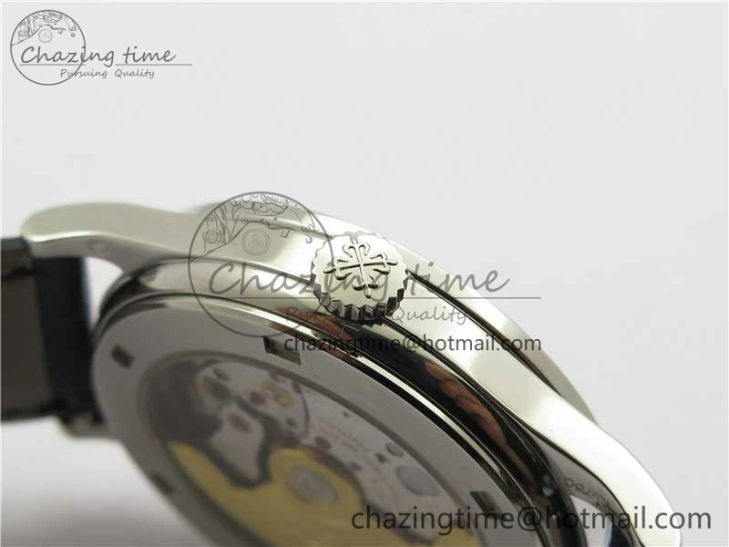 Calatrava 5298P-012 SS T Diamonds Bezel ZF 1:1 Best Edition Black Dial on Black Leather Strap A324CS FashionForward 8874