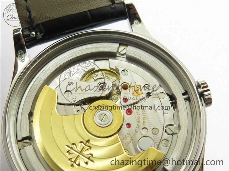 Calatrava 5298P-012 SS T Diamonds Bezel ZF 1:1 Best Edition Black Dial on Black Leather Strap A324CS FashionForward 8874