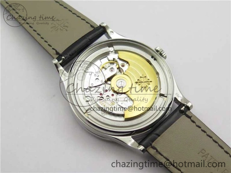 Calatrava 5298P-012 SS T Diamonds Bezel ZF 1:1 Best Edition Black Dial on Black Leather Strap A324CS FashionForward 8874