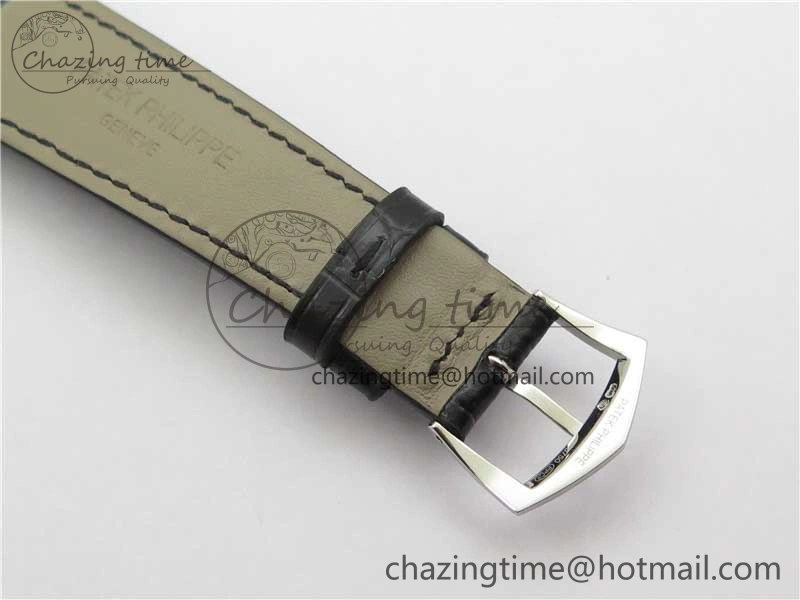 Calatrava 5298P-012 SS T Diamonds Bezel ZF 1:1 Best Edition Black Dial on Black Leather Strap A324CS FashionForward 8874