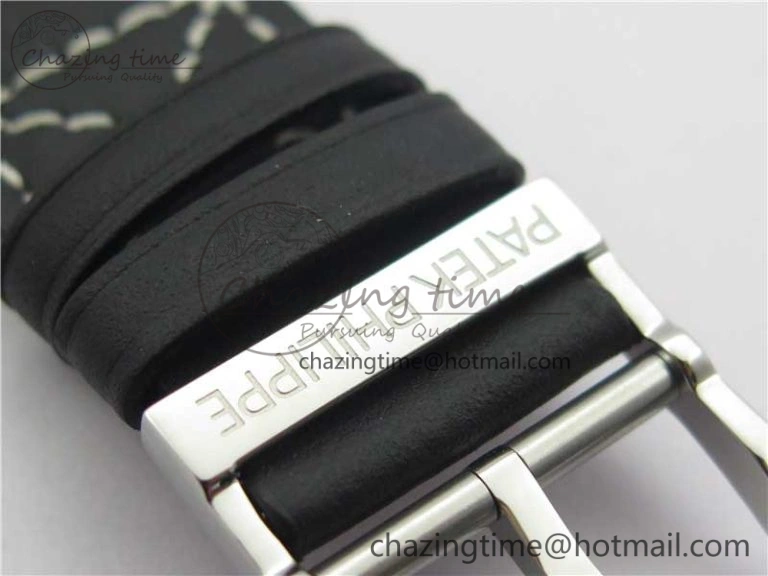 Supportive Calatrava 5524 Pilot Travel Time SS GRF Blue Dial on Black Leather Strap A324 V 8913