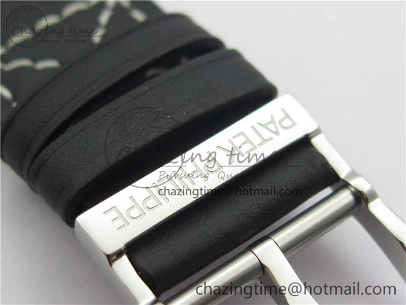 Supportive Calatrava 5524 Pilot Travel Time SS GRF Blue Dial on Black Leather Strap A324 V 8913