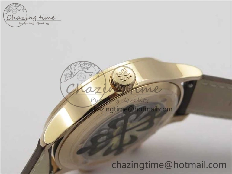 Calatrava 5524R Pilot Travel Time RG GRF Brown Dial on Brown Leather Strap A324 V MultiPurpose 8917