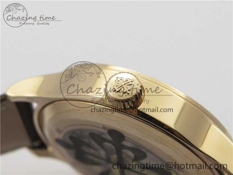 Calatrava 5524R Pilot Travel Time RG GRF Brown Dial on Brown Leather Strap A324 V MultiPurpose 8917