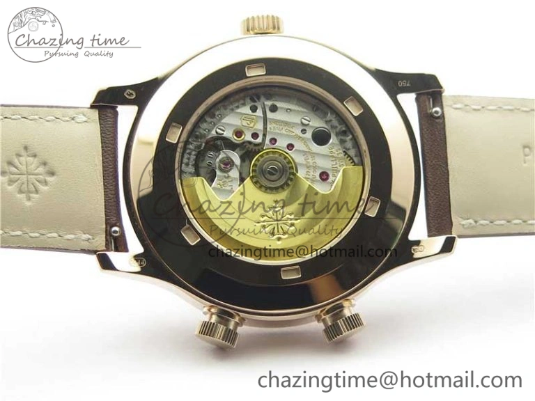 Calatrava 5524R Pilot Travel Time RG GRF Brown Dial on Brown Leather Strap A324 V MultiPurpose 8917