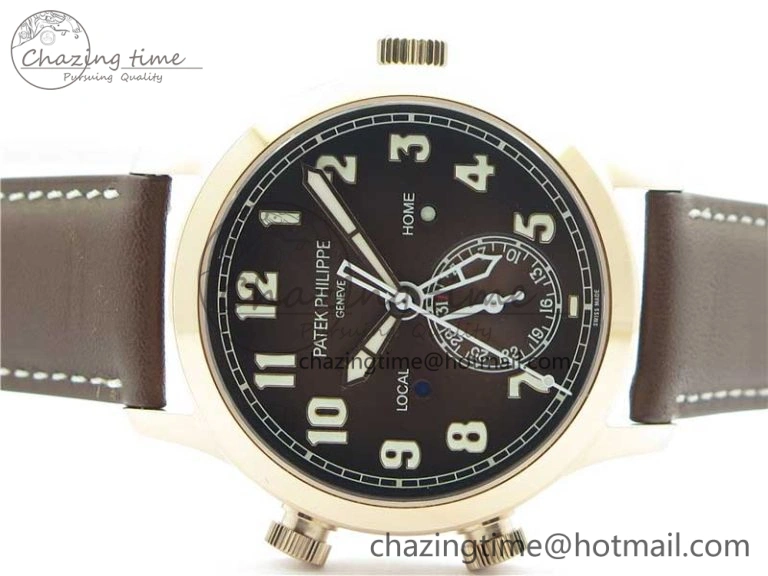 Calatrava 5524R Pilot Travel Time RG GRF Brown Dial on Brown Leather Strap A324 V MultiPurpose 8917