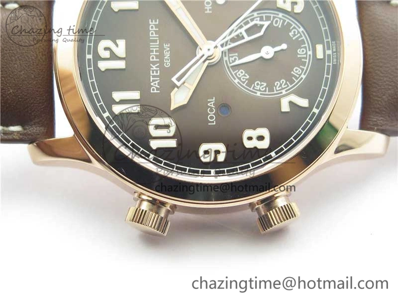 Calatrava 5524R Pilot Travel Time RG GRF Brown Dial on Brown Leather Strap A324 V MultiPurpose 8917