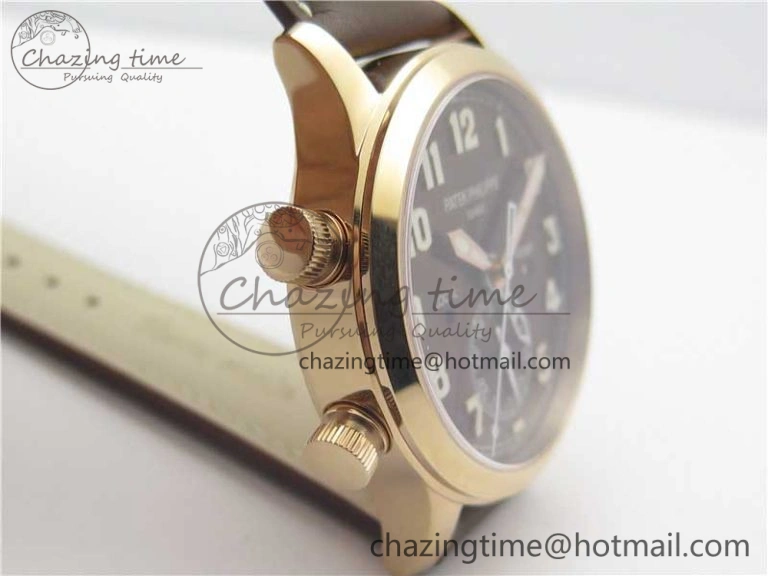 Calatrava 5524R Pilot Travel Time RG GRF Brown Dial on Brown Leather Strap MIYOTA Sleek 7155