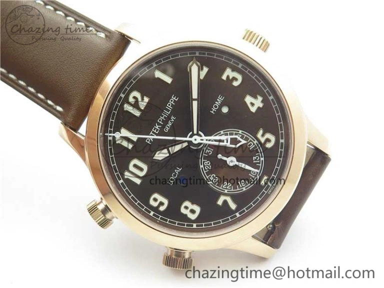 Calatrava 5524R Pilot Travel Time RG GRF Brown Dial on Brown Leather Strap MIYOTA Sleek 7155