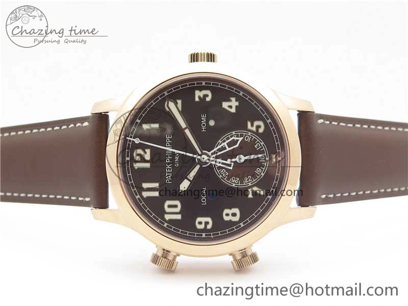Calatrava 5524R Pilot Travel Time RG GRF Brown Dial on Brown Leather Strap MIYOTA Sleek 7155