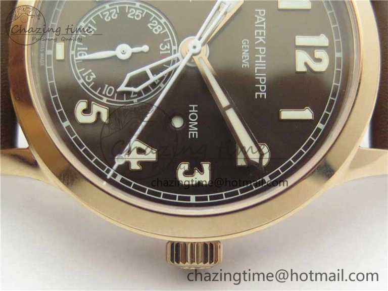 Calatrava 5524R Pilot Travel Time RG GRF Brown Dial on Brown Leather Strap MIYOTA Sleek 7155