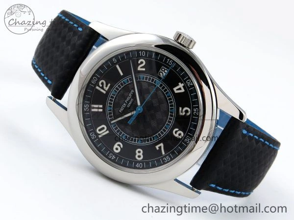 Reliable Calatrava 6007G SS PPF 1:1 Best Edition Black Blue Dial on Black Leather Strap 330CS 8741