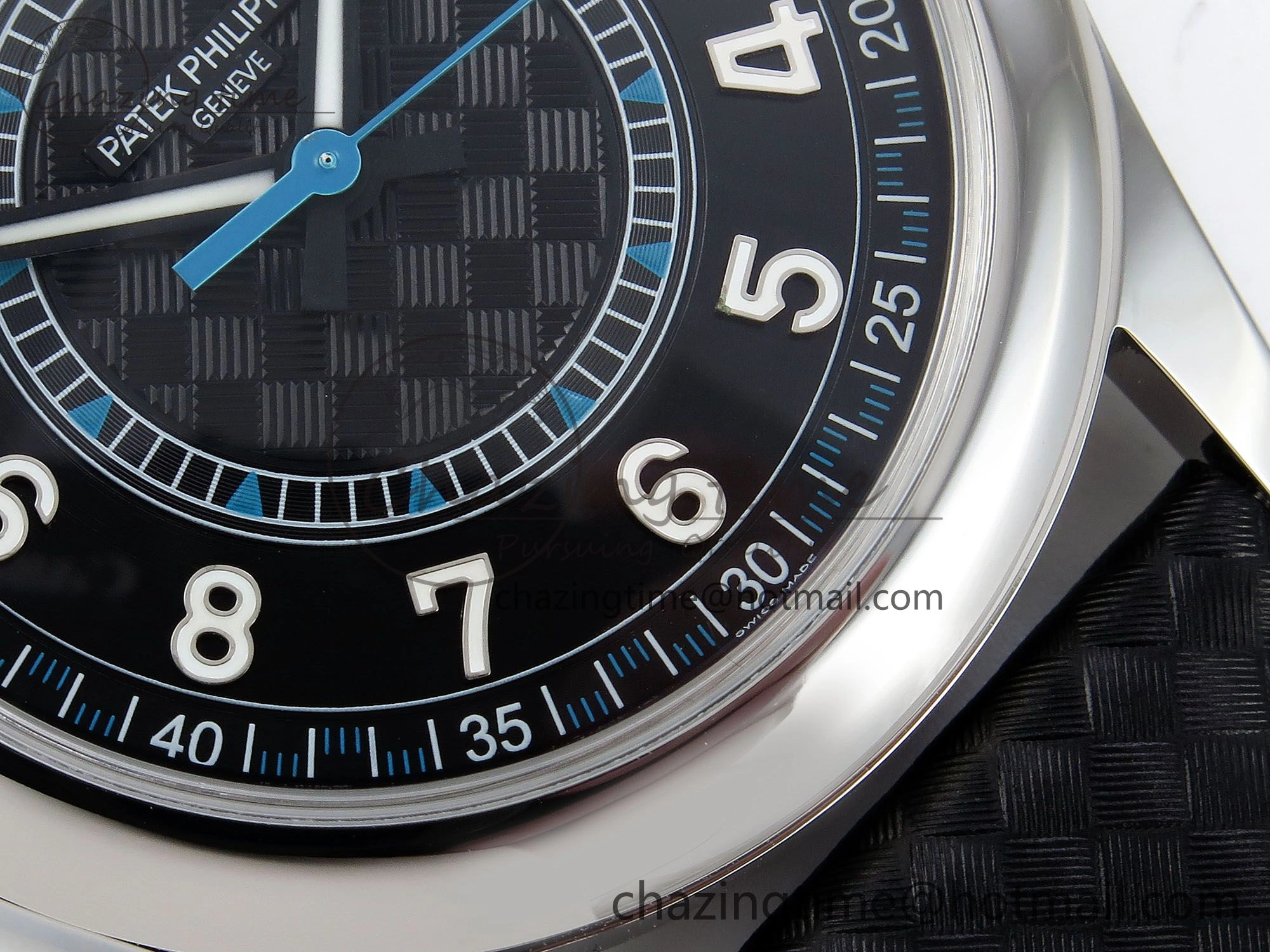 Reliable Calatrava 6007G SS PPF 1:1 Best Edition Black Blue Dial on Black Leather Strap 330CS 8741