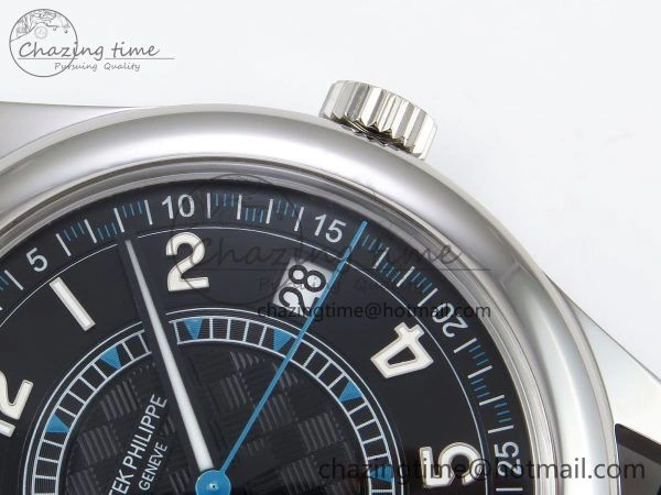 Reliable Calatrava 6007G SS PPF 1:1 Best Edition Black Blue Dial on Black Leather Strap 330CS 8741