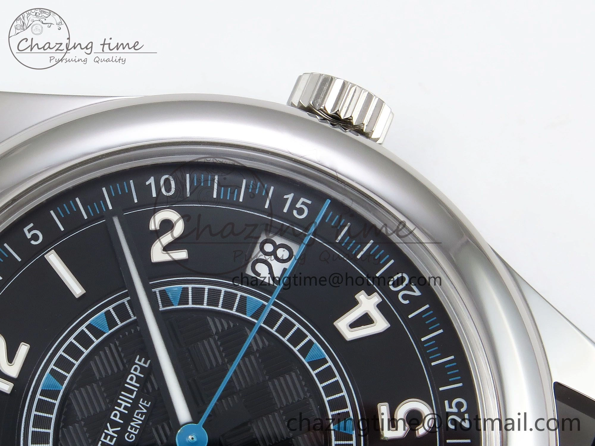 Reliable Calatrava 6007G SS PPF 1:1 Best Edition Black Blue Dial on Black Leather Strap 330CS 8741
