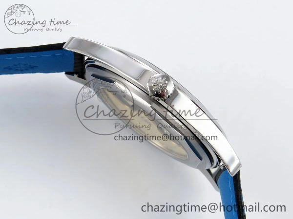 Reliable Calatrava 6007G SS PPF 1:1 Best Edition Black Blue Dial on Black Leather Strap 330CS 8741